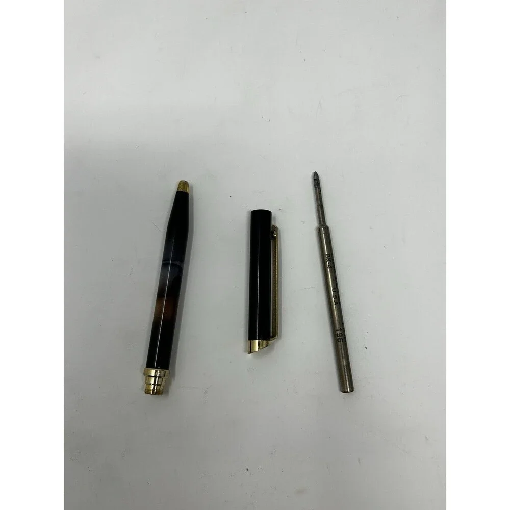 Vintage Fisher Space Pen Black Lacquer Gold Trim Ballpoint Pen PR4F USA Working